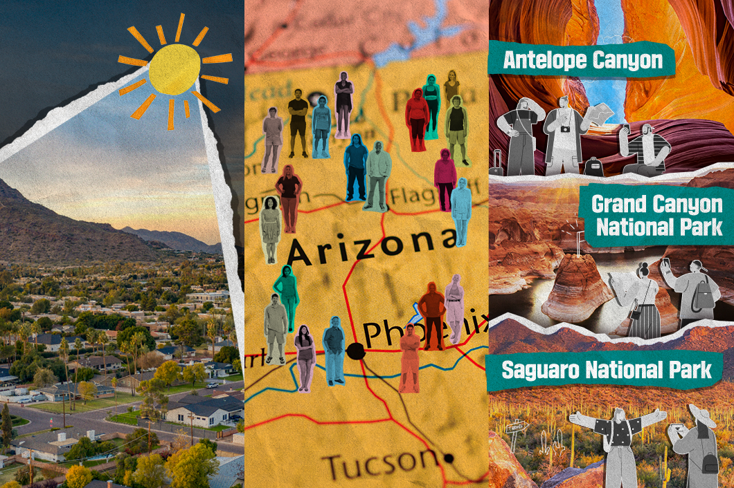 Collage Image, Arizona, Antelope Canyon, Grand Canyon National Park, Saguaro National Park