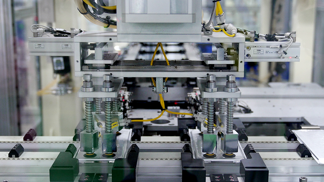 a machine with many metal parts