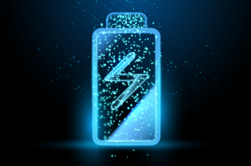 빛나는 전기 배터리 아이콘